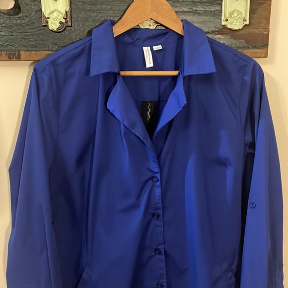 Katherine Barclay Cobalt Blue Button-Down Shirt with Back Zipper Size Large - Picture 7 of 14